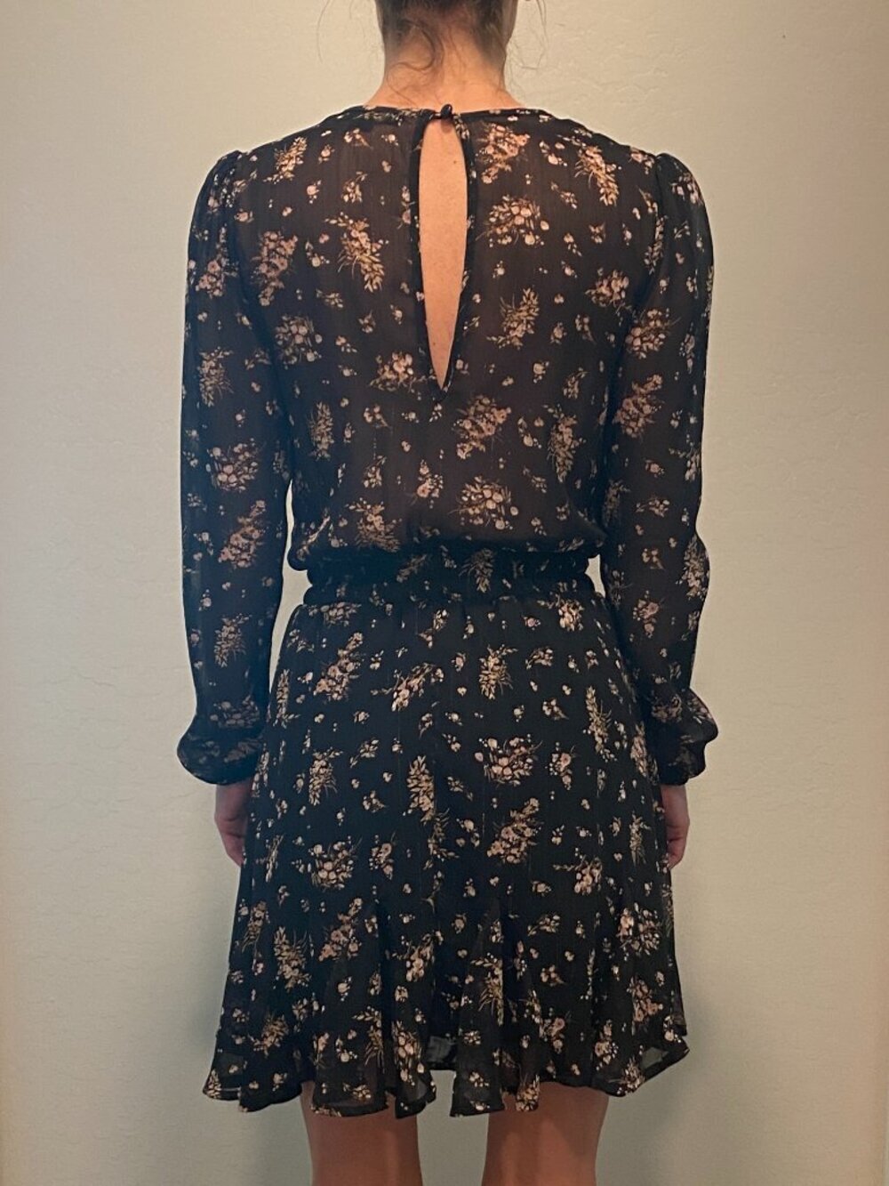 Trixxi Floral Mini Dress XXS | Sheer Sleeve V-Neck Fit & Flare Boho Romantic - Picture 5 of 8